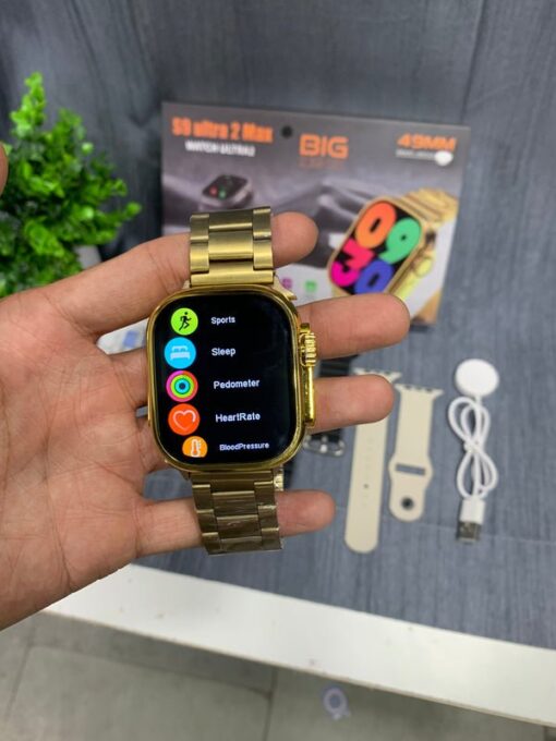 S9 Ultra2 Max Smart Watch with 3 belt including Gold