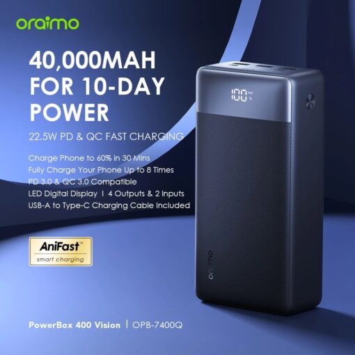 Oraimo PowerBox 400 Vision 40000mAh 22.5W Power Bank - Image 8