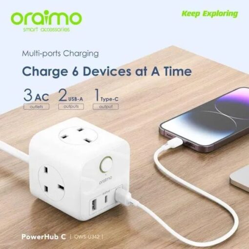 oraimo PowerHub 2 1.5M 6-in-1 Power Cube - Image 2
